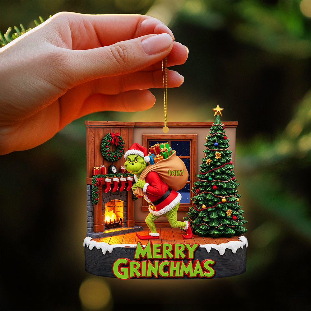 Funny Green Monster Ornament - A Personalized Grinchmas Gift For Everyone - Image 3