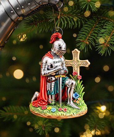 Noble Path Of Faith - Personalized Kneeing Knight Ornament - Custom Gifts For Christians, Perfect For Any Occasion