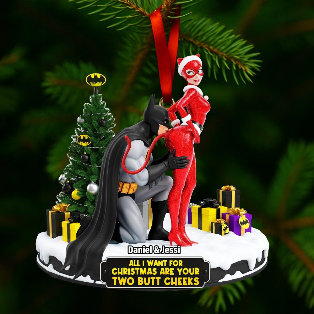 All I Want For Christmas Are Your Two Butt Cheeks - Personalized Cheeky Masked Couple Ornament