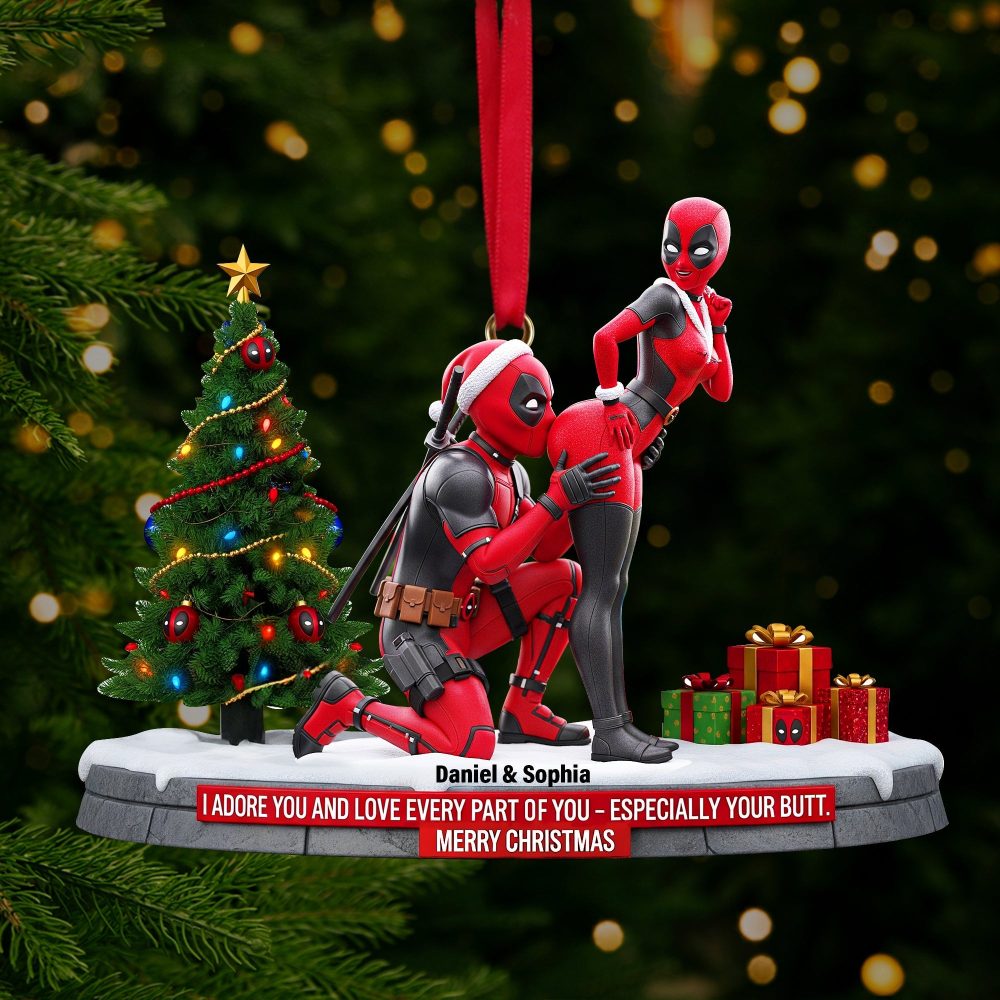 I Adore You – Funny Red Masked Couple Ornament - Personalized Gift For Couples