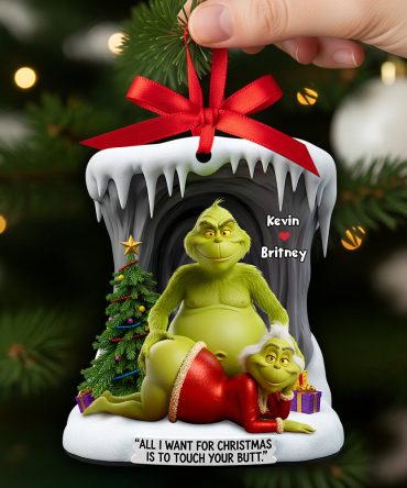 “All I Want For Christmas Is To Touch Your Butt” - Funny Old Couple Christmas Ornament - Personalized Gift For Couples