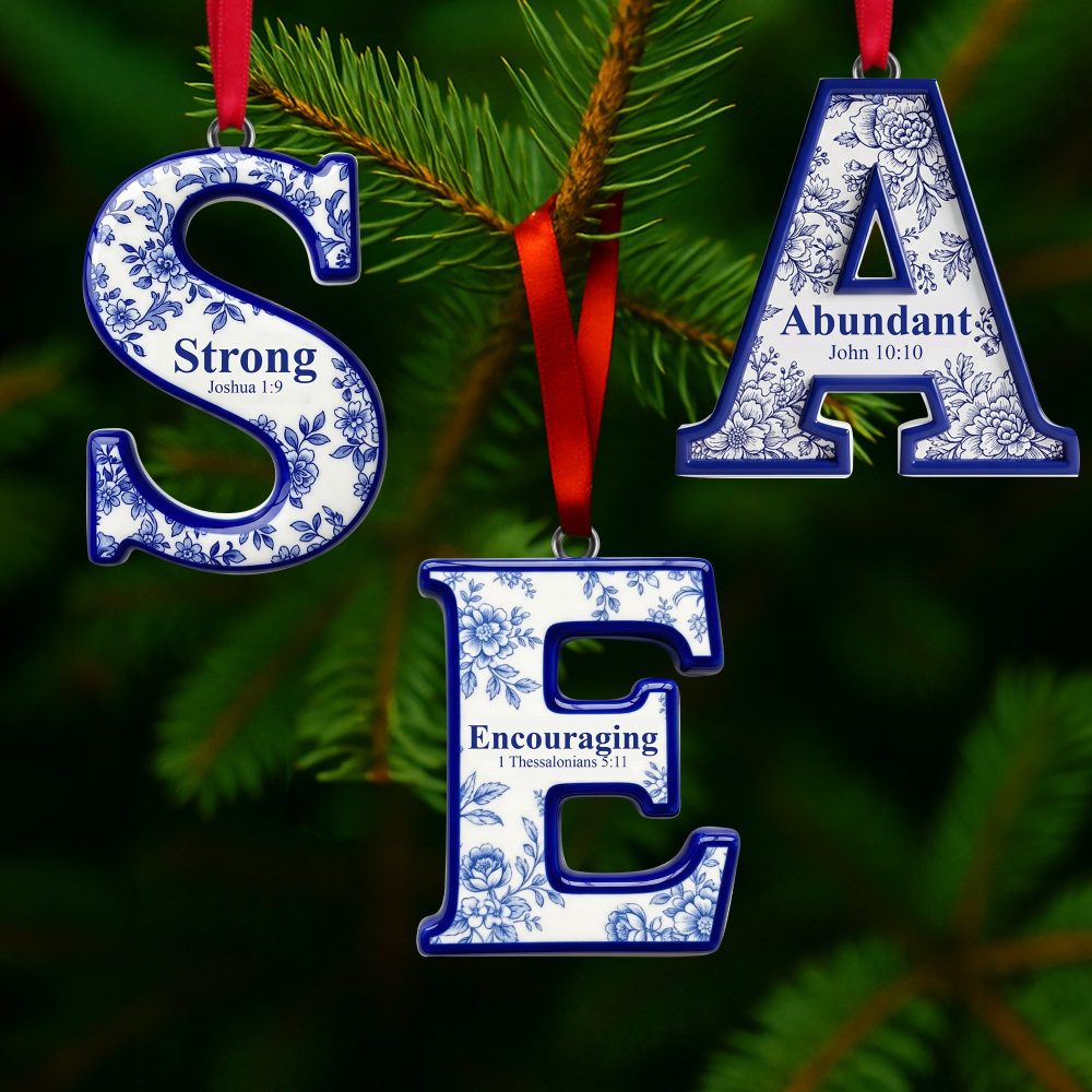 “Blessed” - Personalized Scripture Initial Christmas Ornament - Custom Gift For Christians, Family, Friends, And Loved Ones - Image 3