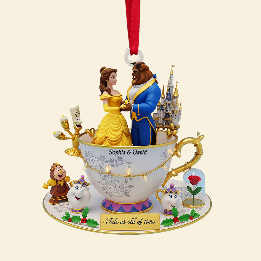 Tale As Old As Time - Personalized Christmas Acrylic Ornament For Couples - Image 4