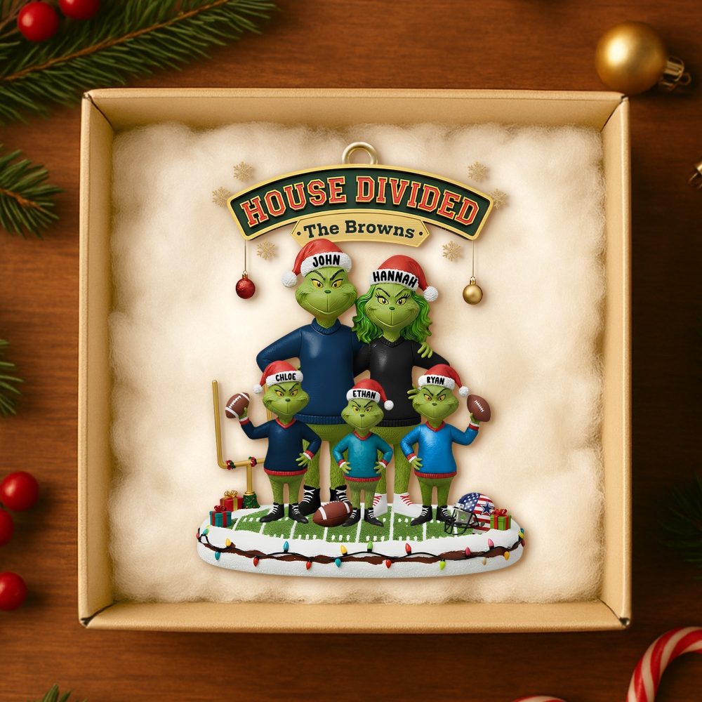 House Divided Family Christmas Ornament - Personalized Gift For Football Fans