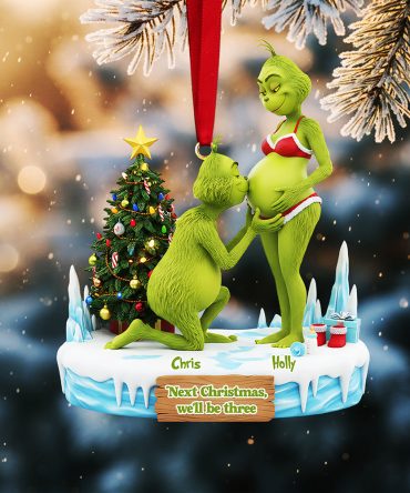 Next Christmas, We'Ll Be Three - Personalized Pregnant Couple Acrylic Ornament