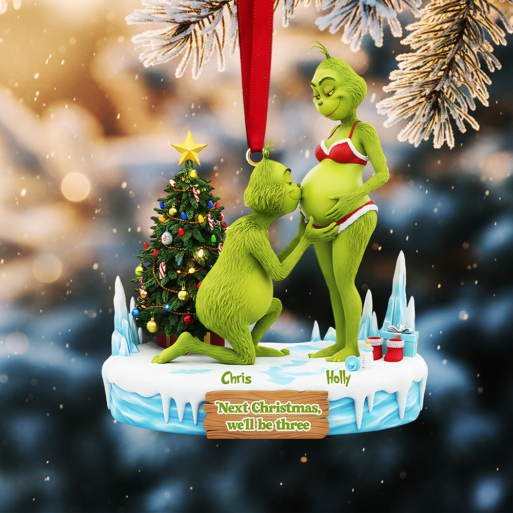 Next Christmas, We'Ll Be Three - Personalized Pregnant Couple Acrylic Ornament
