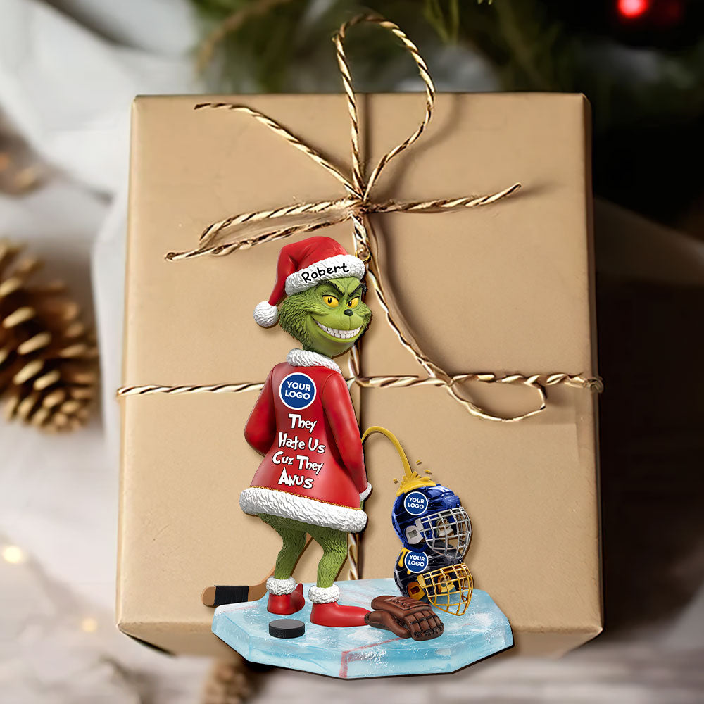 They Hate Us Cuz They Anus - Funny Rivalry Christmas Ornament - Personalized Gift For Sports Fans - Image 4