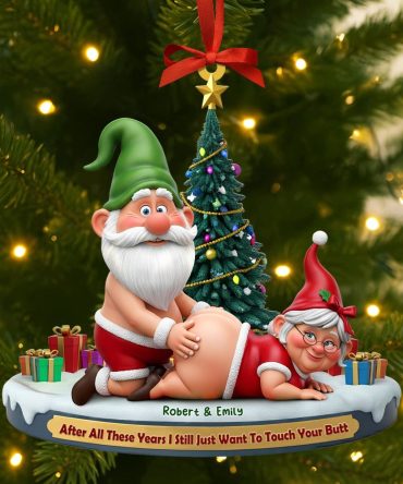 Naughty Old Gnome Couple Ornament - A Personalized Touch For Fun-Loving Couples
