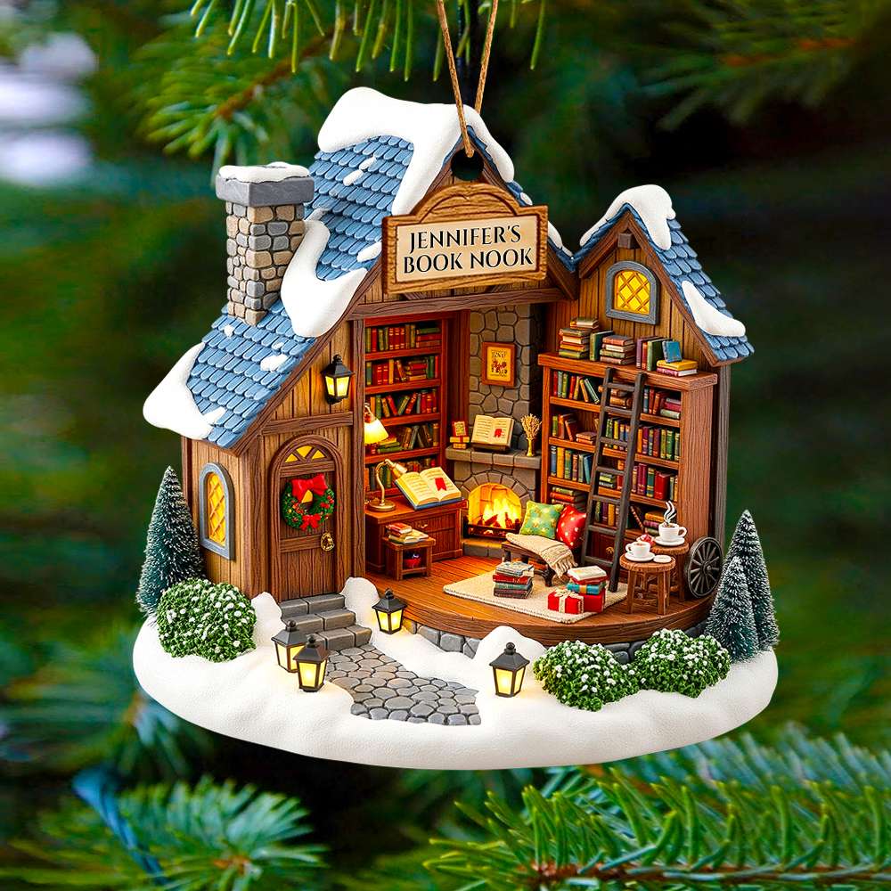 A Cozy Retreat For Every Book Lover - Personalized Book Nook Christmas Ornament - Custom Gift For Readers, Friends, Family - Image 5