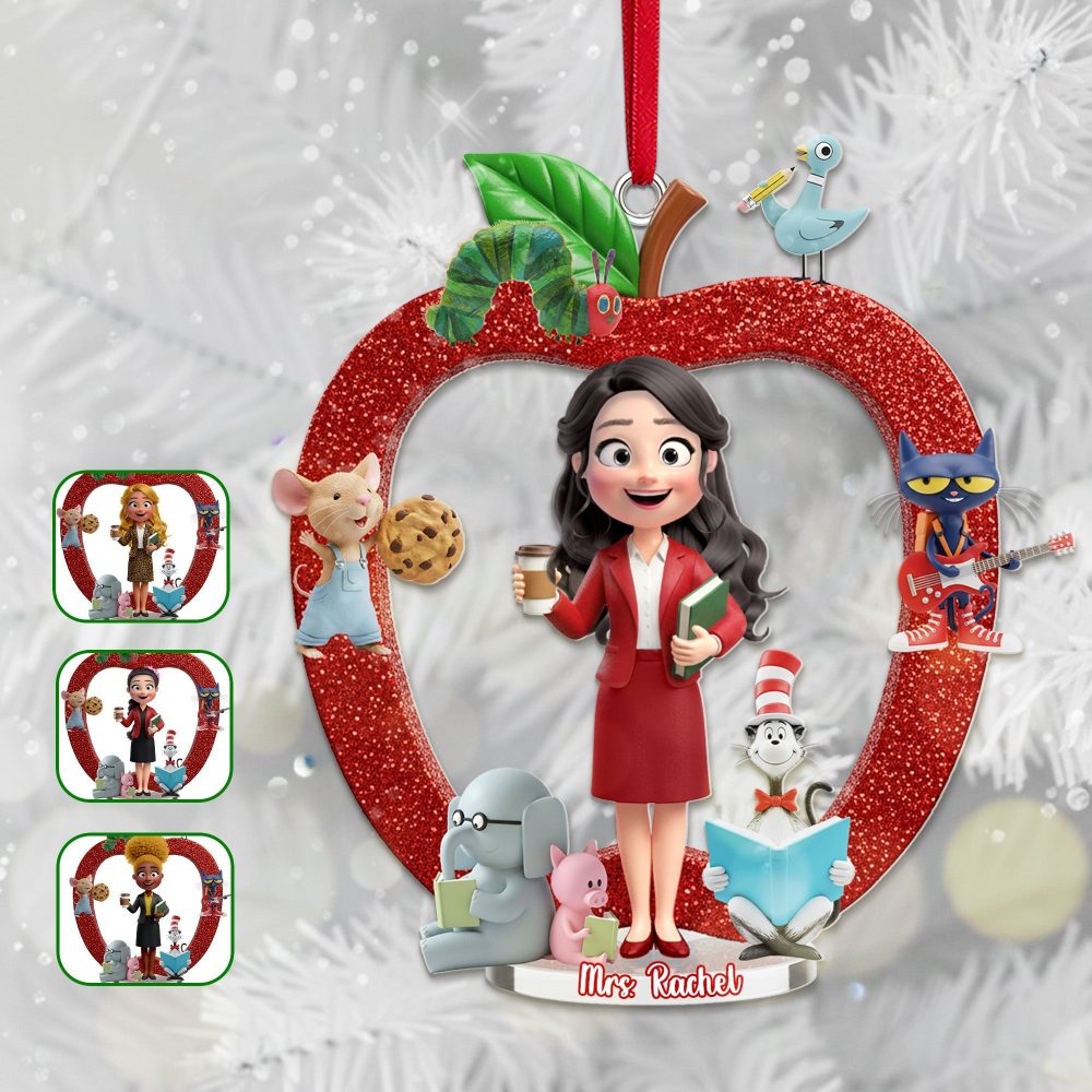Celebrate Your Teacher: Personalized Teacher Apple Ornament - Custom Gift For Educators