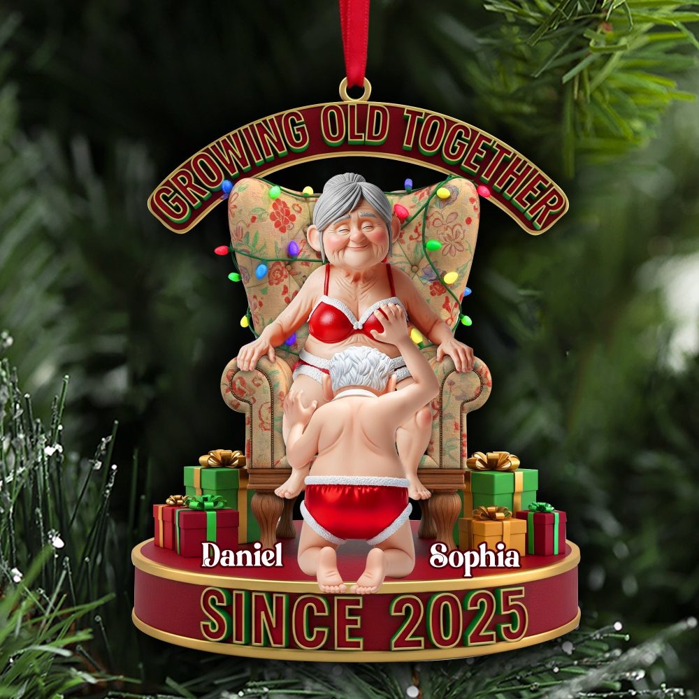 Growing Old Together - Personalized Frisky Old Couple Ornament For Christmas - Image 2