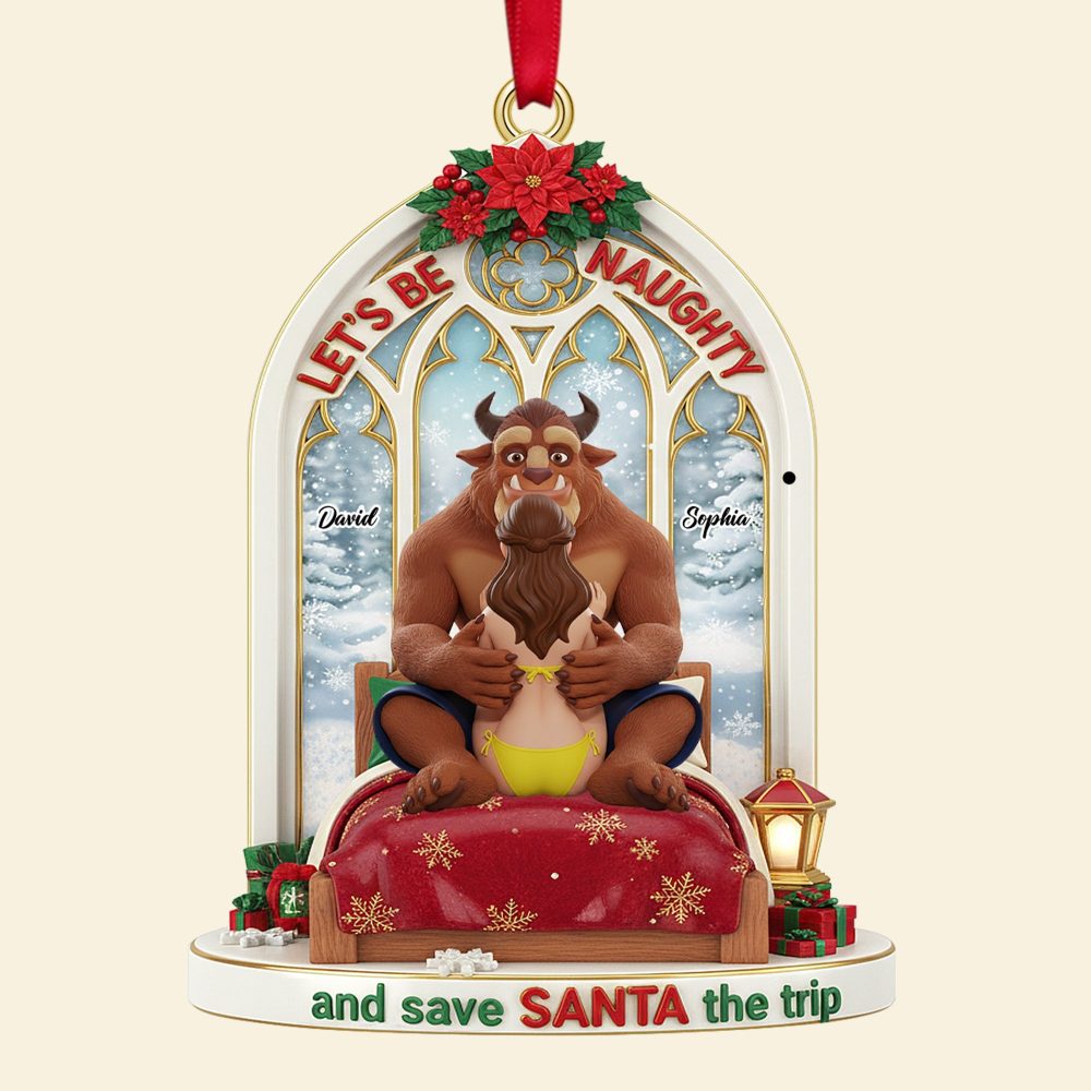 Let'S Be Naughty - Personalized Funny Christmas Ornament For Couples - Image 4