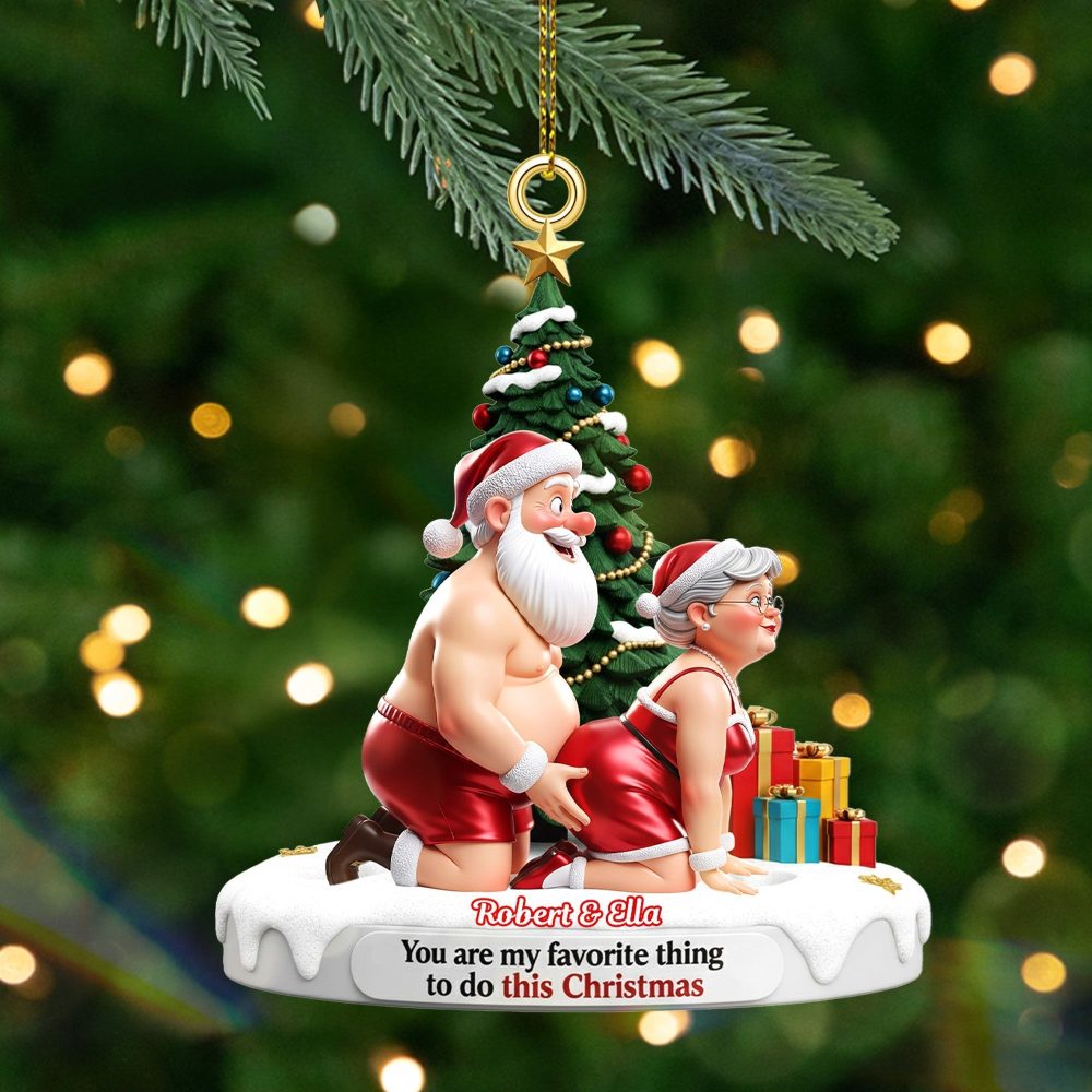You Are My Favorite Thing To Do - Personalized Old Naughty Couple Christmas Ornament - Image 2