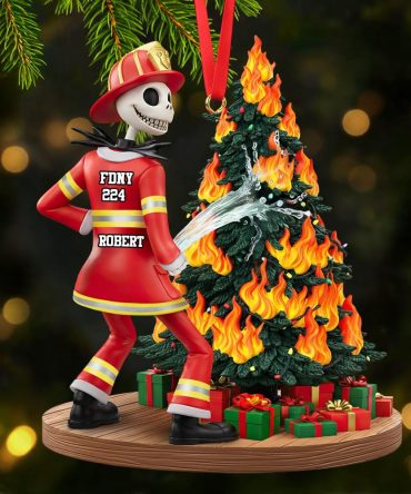 “Spook-Tacular Moments Await!” - Funny Spooky Firefighter Ornament - Personalized Gift For Firefighters