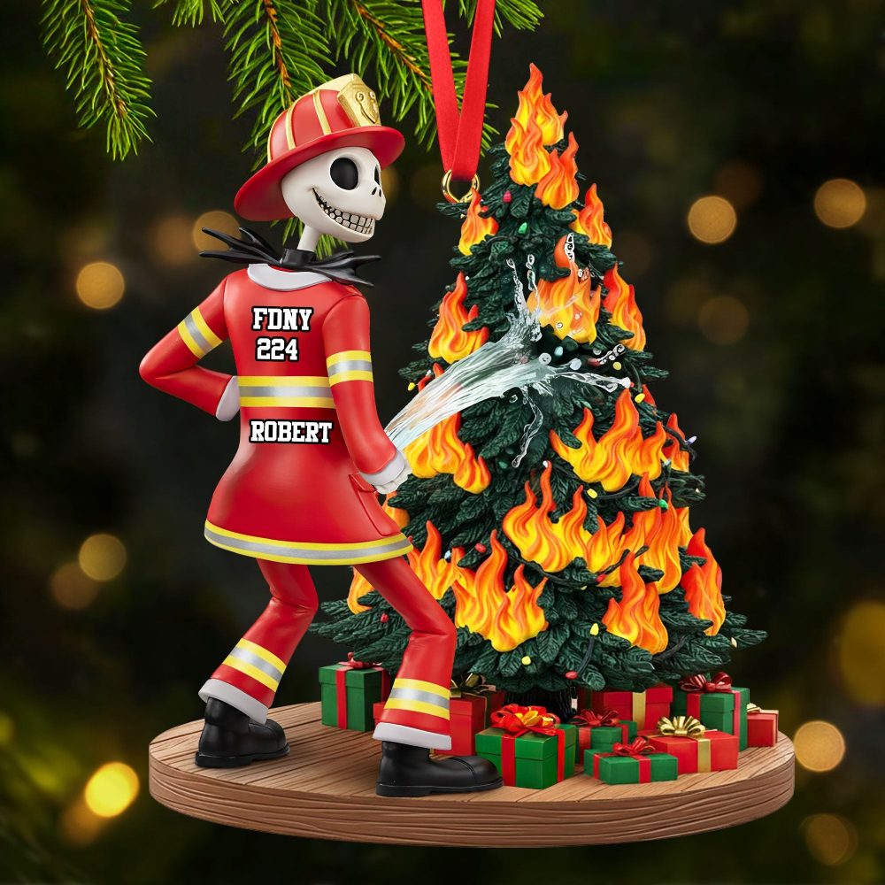 “Spook-Tacular Moments Await!” - Funny Spooky Firefighter Ornament - Personalized Gift For Firefighters