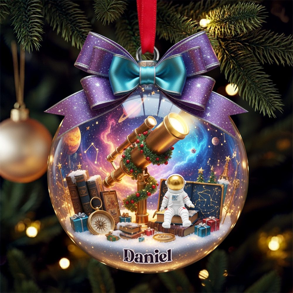 Explore The Universe - Personalized Telescope Night Sky Ornament - Unique Gift For Astronomy Lovers