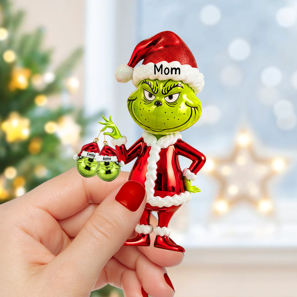 “Make The Holidays Grinch-Y!” - Funny Holiday Christmas Ornament, Personalized Gift For Families - Image 3