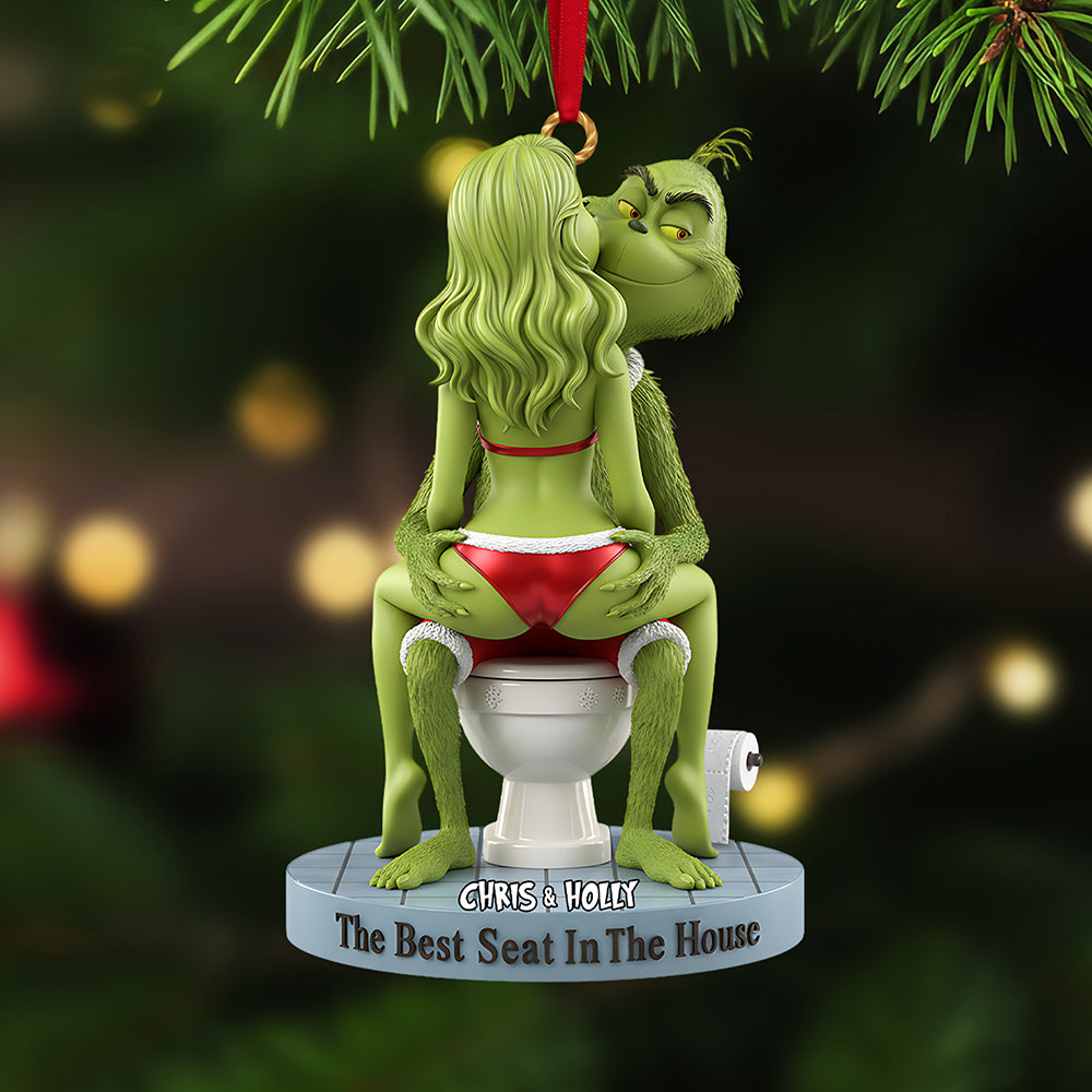 The Best Seat In The House - Funny Personalized Couple Acrylic Ornament - Custom Gift For Couples, Friends, And Family