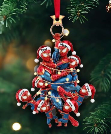 Embrace Family Joy With Our Playful Spider-Man Family Tree Ornament - Personalized Gift For Everyone