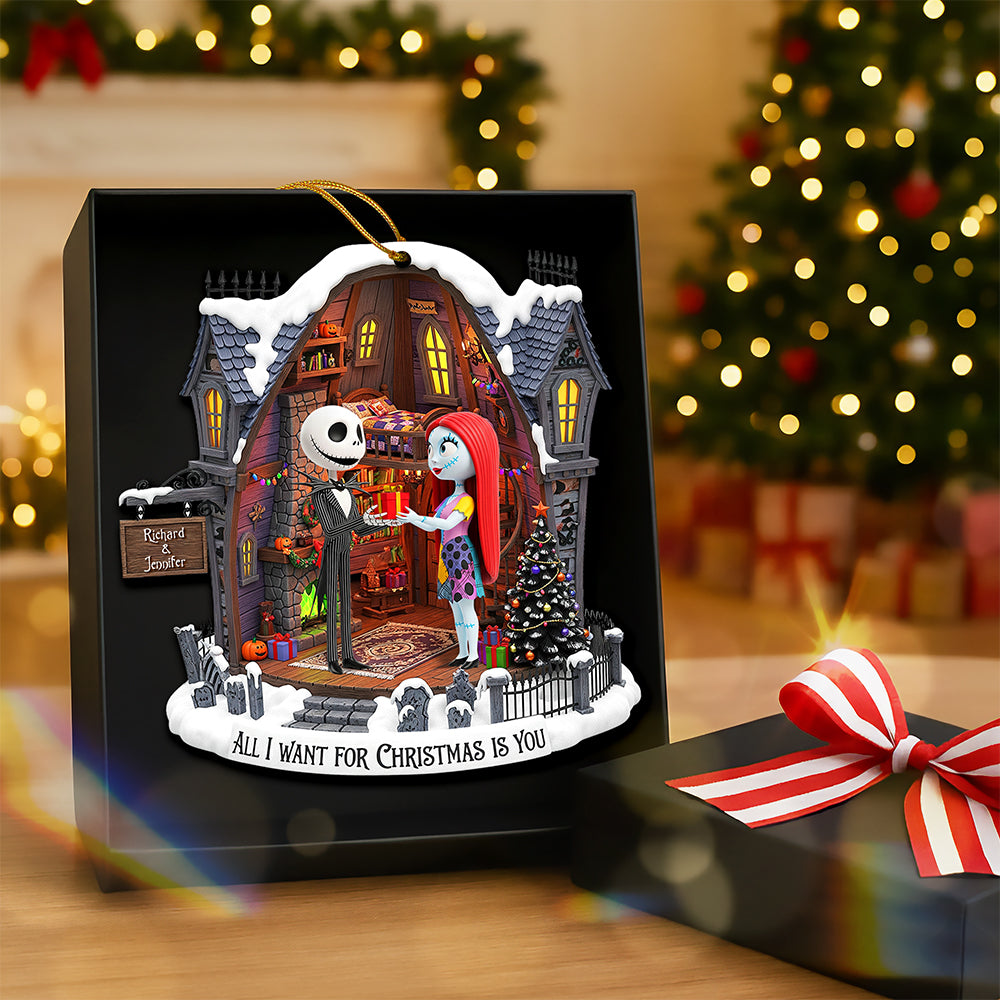 All I Want For Christmas Is You - Spooky Couple Christmas Ornament - Personalized Gift For Couples - Image 2