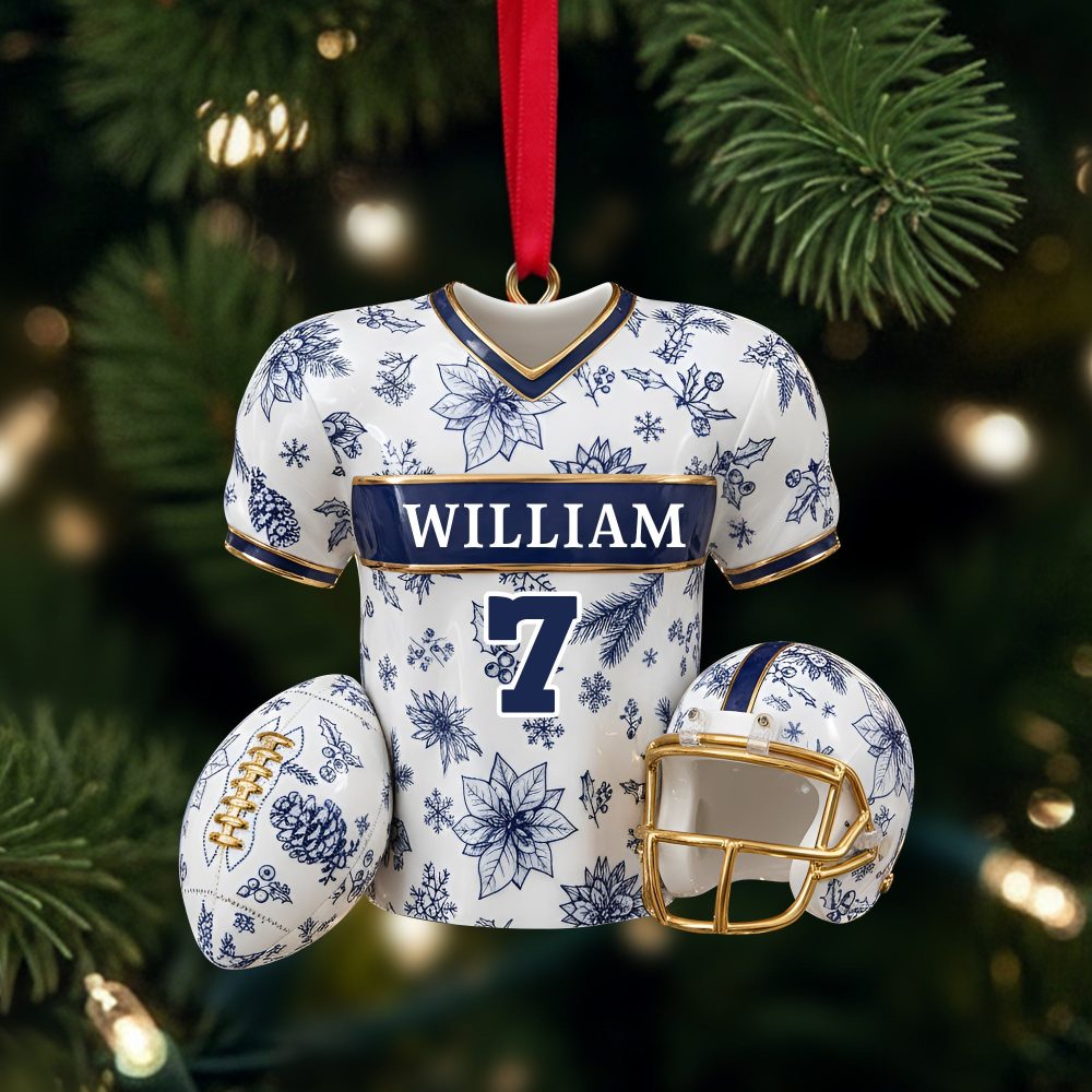 Celebrate The Season With A Touch Of Personalization! - Personalized Christmas Festive Jersey Ornament - Unique Holiday Gift For Family, Friends, And Sports Lovers