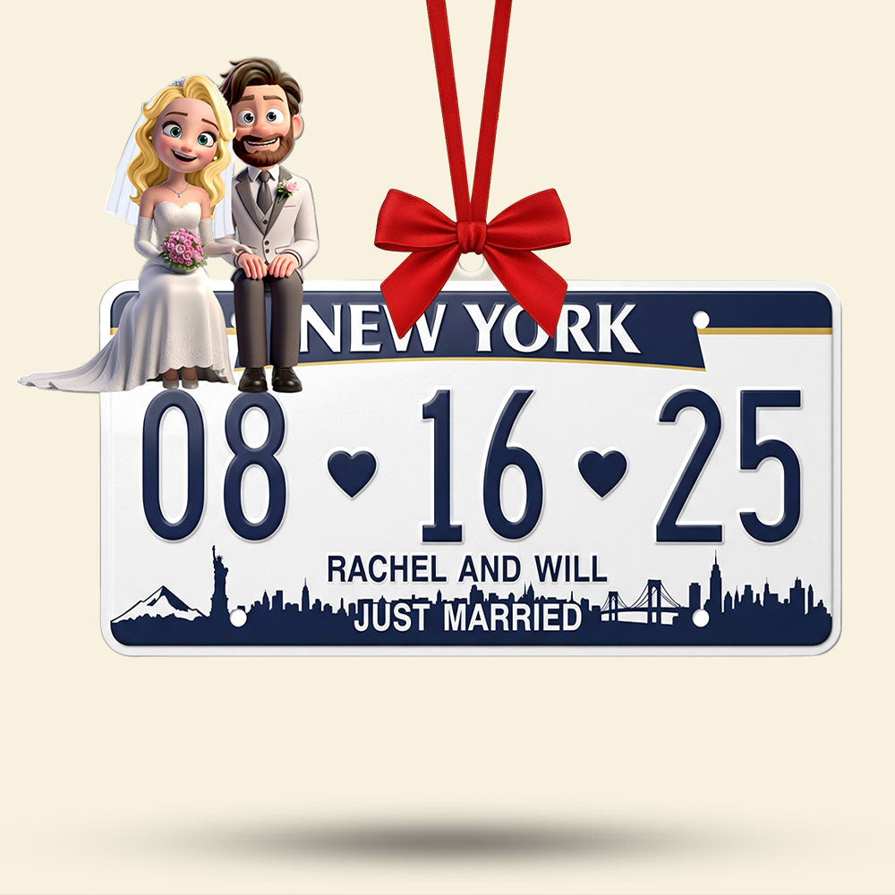 “Celebrate Your Love Story” - Personalized Married Couple License Plate Ornament - Unique Gift For Newlyweds, Couples, Anniversaries - Image 4