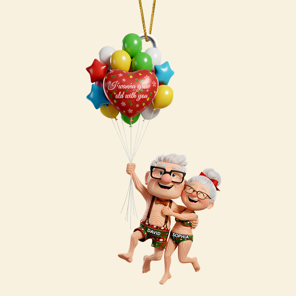 I Wanna Grow Old With You – Personalized Old Couple Christmas Ornament - Image 3