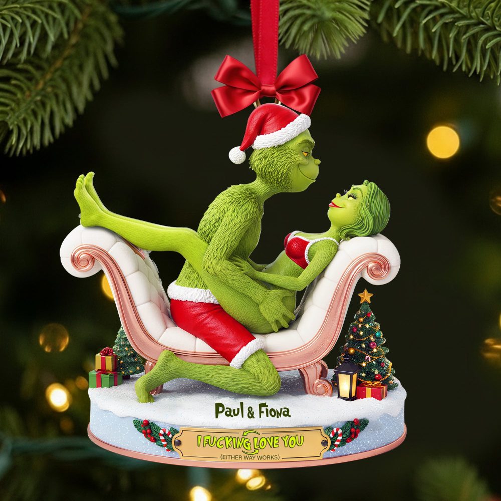 Naughty Green Couple Ornament - Personalized Gift For Couples - Image 2