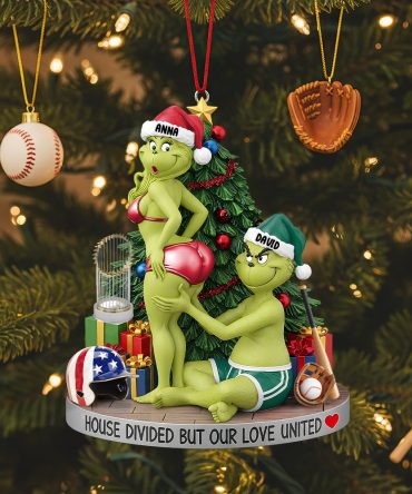 “House Divided But Our Love United” – Personalized Baseball Couple Christmas Ornament