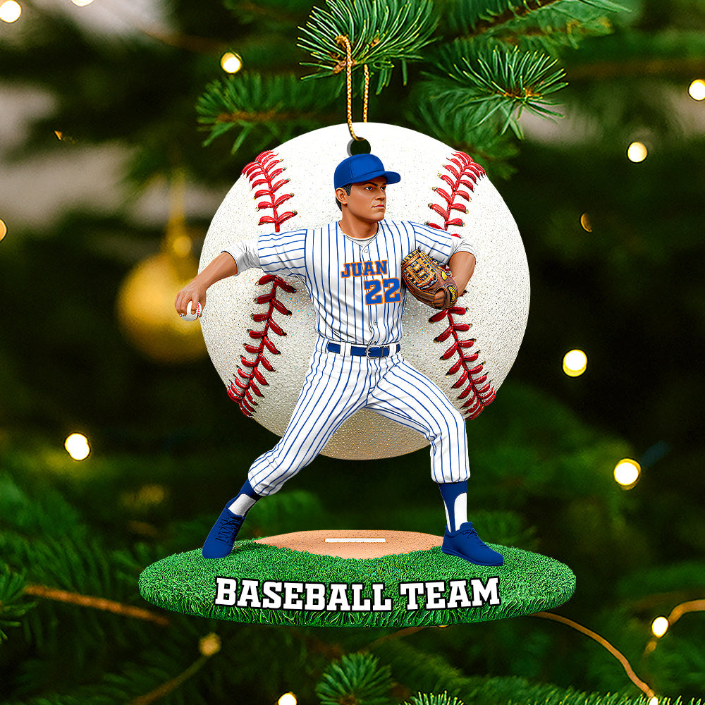 Celebrate The Spirit Of Baseball - Personalized Pitch & Shine Christmas Ornament - Image 2