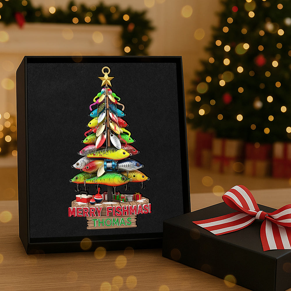 Merry Fishmas! Custom Acrylic Ornament - Perfect Personalized Gift For Avid Fishermen - Image 2