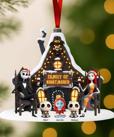 “Bring Joy To Your Spooky Family Holiday!” - Spooky Family Christmas Ornament - Personalized Gift For Families