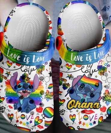 Lilo & Stitch Crocs Colorful Stitch Pride Clogs – Love Is Love Design For Kids & Adults