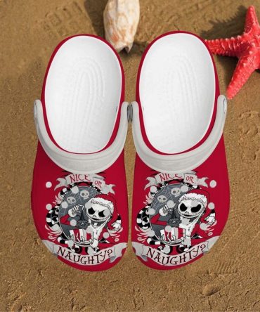 The Nightmare Before Christmas Movies Crocs Festive 'Nice Or Naughty' Graphic Red Clogs - Cozy Holiday Footwear For Men & Women