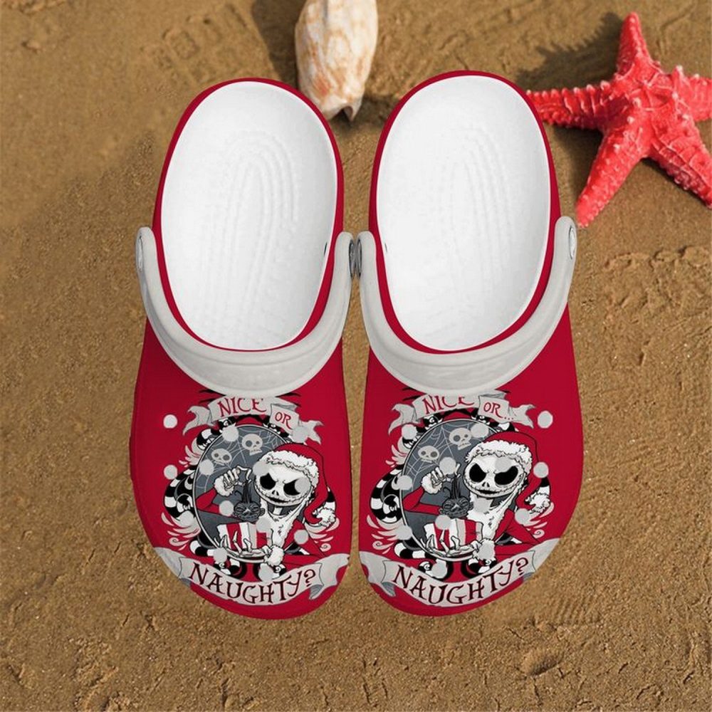 The Nightmare Before Christmas Movies Crocs Festive 'Nice Or Naughty' Graphic Red Clogs - Cozy Holiday Footwear For Men & Women