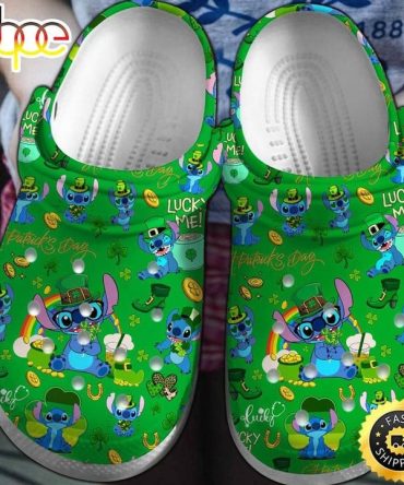 Lilo & Stitch Crocs St. Patrick'S Day Green Cartoon Clogs – Fun & Comfy Shoes For Kids & Adults