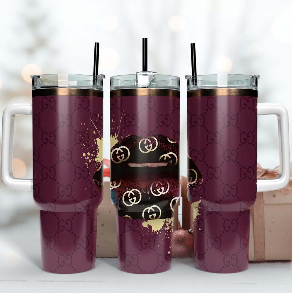Gucci Lips Custom Stanley Cup 40 Oz Tumbler With Handle
