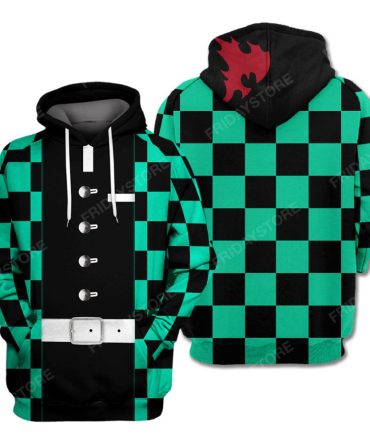 Demon Slayer Hoodie Tanjiro Kamado Green Costume Hoodie Kimetsu No Yaiba Hoodie Demon Slayer