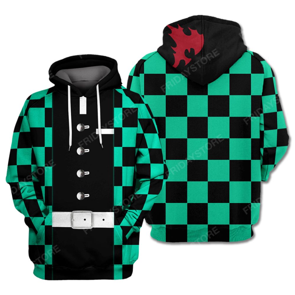 Demon Slayer Hoodie Tanjiro Kamado Green Costume Hoodie Kimetsu No Yaiba Hoodie Demon Slayer