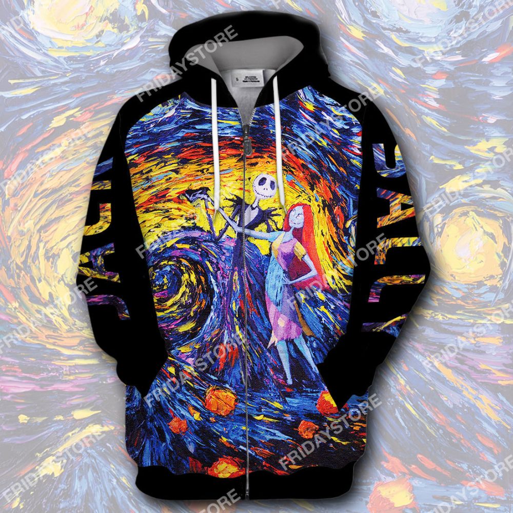 Tnbc T-Shirt Starry Night Jack And Sally T-Shirt Hoodie Amazing Dn Tnbc Sweate Hoodie Jack Skellington - Image 2