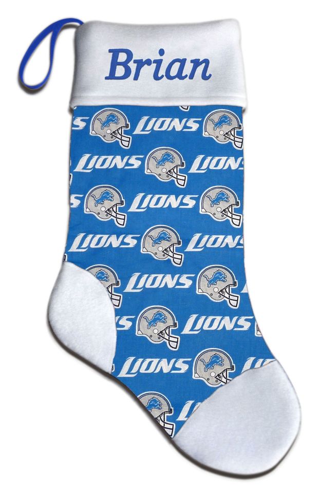 Personalized Football Detroit Lions Football Christmas Stocking
