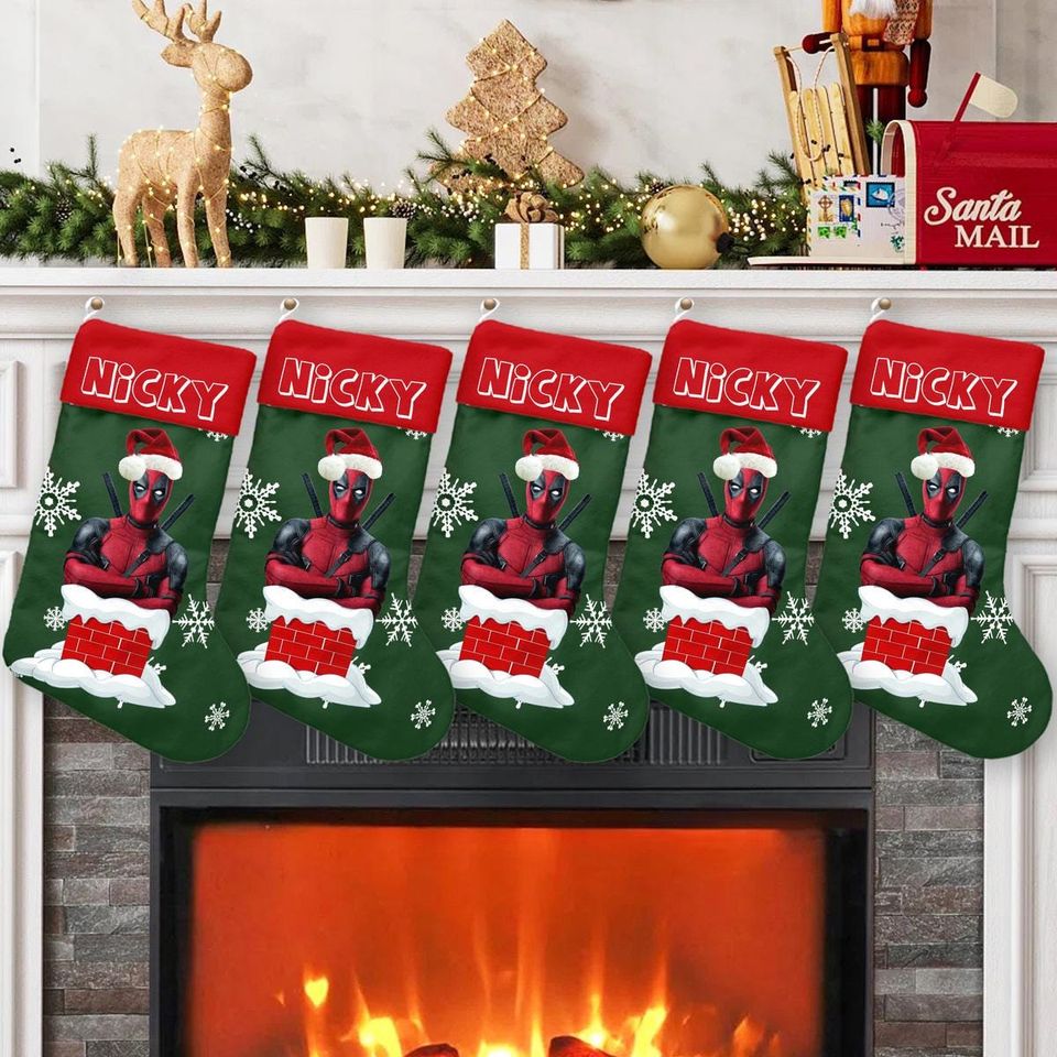 Personalized Christmas Stocking With Superhero Design – Perfect Holiday Decor Gift!