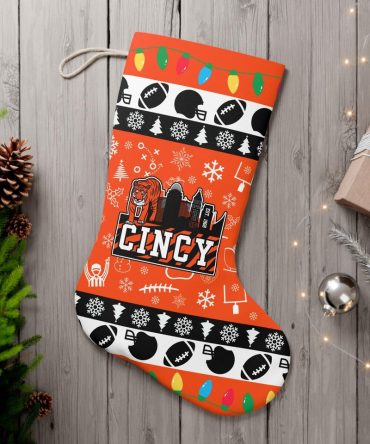 Festive Cincy Christmas Stocking - Football & Holiday Design For Fans