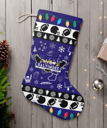 Festive Baltimore Christmas Stocking - Nfl Fan Gift With Lights & Snowflakes