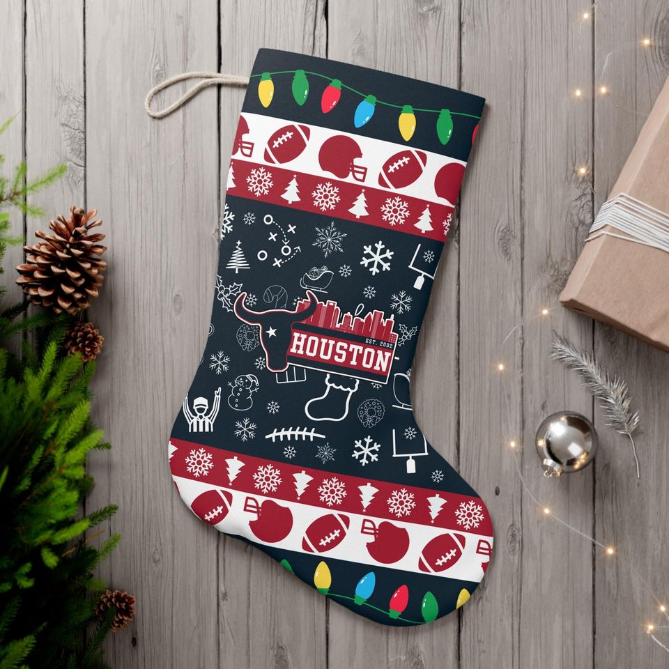 Festive Houston Christmas Stocking – Perfect For Football Fans & Holiday Decor