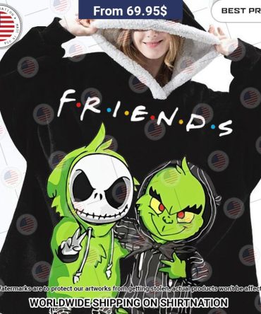 Jack Skellington And Grinch Friends Hoodie Blanket