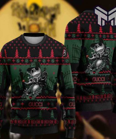 Jack Skellington Gucci Logo Ugly Christmas Sweater