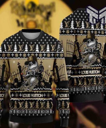 Jack Skellington Louis Vuitton Logo Ugly Christmas Sweater