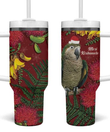 Kakapo Bird New Zealand Floral Christmas Custom Stanley Cup 40 Oz Tumbler With Handle