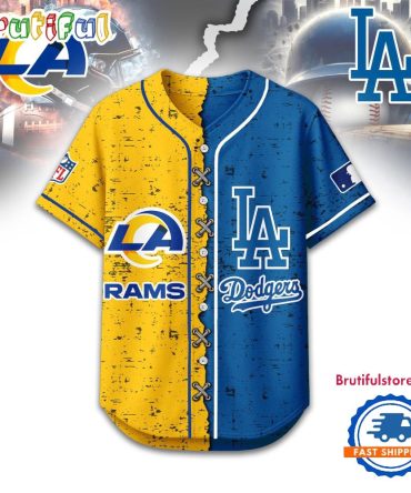 Los Angeles Rams Mix Los Angeles Dodgers Sporty New Design Baseball Jersey